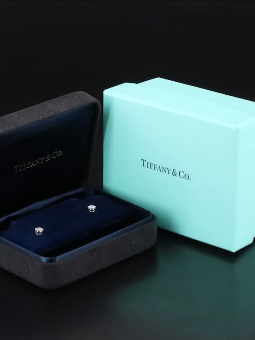 Tiffany & Co. Platinum 0.36 CTW Diamond Solitaire Stud Earrings - Picture 3 of 10